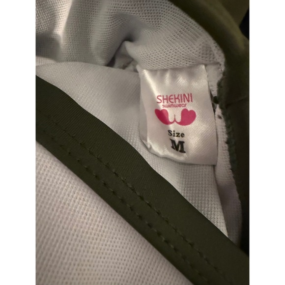 SHEKINI Women Olive Green Wrap Ruffle Swim Dress Tunic M - Picture 2 of 12